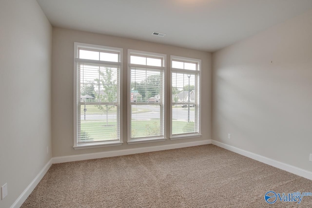 unfurnished room with a wealth of natural light and carpet flooring