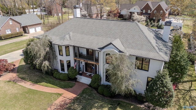 aerial view with a residential view