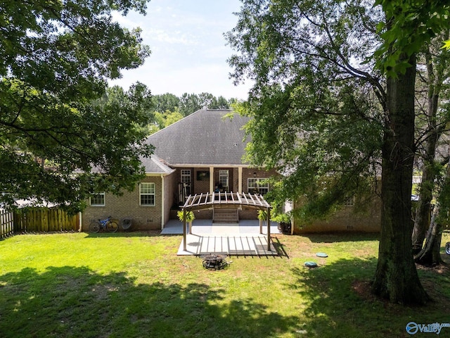 238 Riverwalk Trl, New Market, AL 35716 - rear view of property with an outdoor fire pit, a deck, a patio area, and brick siding
