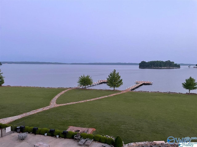 property view of water with a boat dock