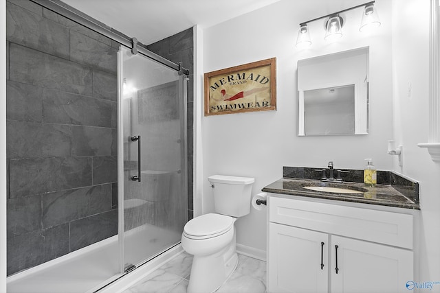 24961 Capshaw Rd, Athens, AL 35613 - full bathroom featuring marble finish flooring, vanity, and a shower stall