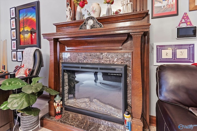 details with a fireplace