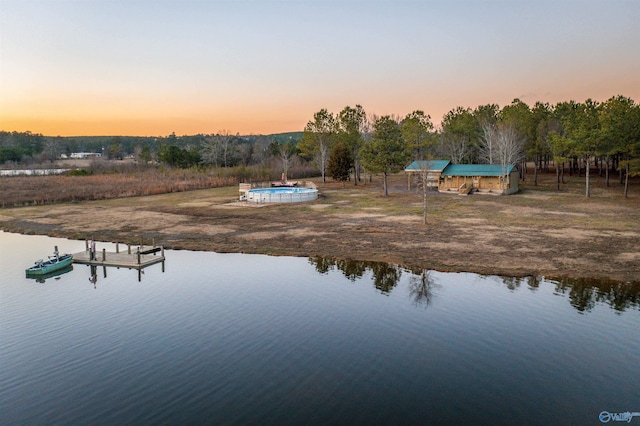 view of water feature with a boat dock