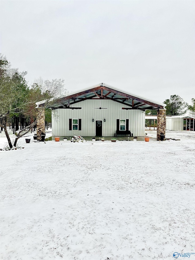 view of snow covered structure