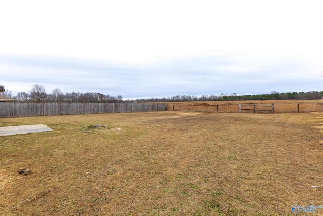 view of yard with a rural view