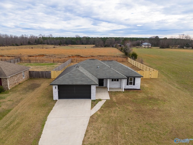 bird's eye view featuring a rural view