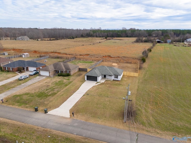 birds eye view of property with a rural view