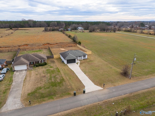 bird's eye view featuring a rural view