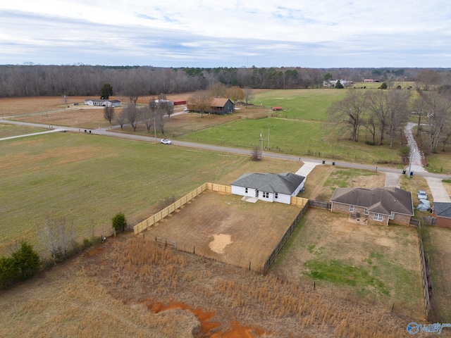 bird's eye view featuring a rural view