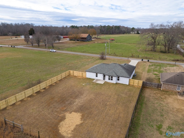 aerial view with a rural view