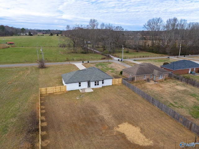 aerial view featuring a rural view