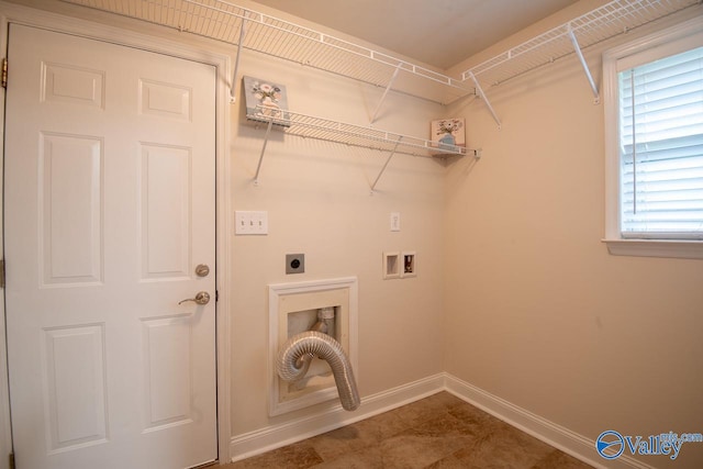 laundry room with washer hookup and electric dryer hookup