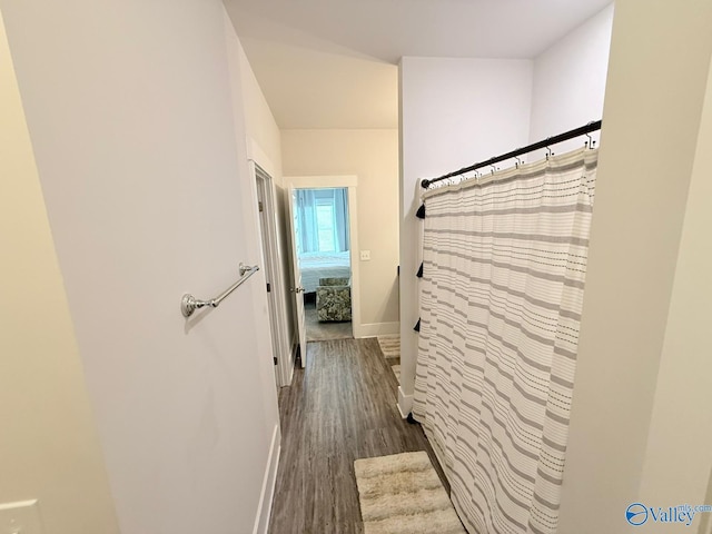 101 River Springs Ct, New Market, AL 35761 - hall featuring dark wood-style flooring and baseboards