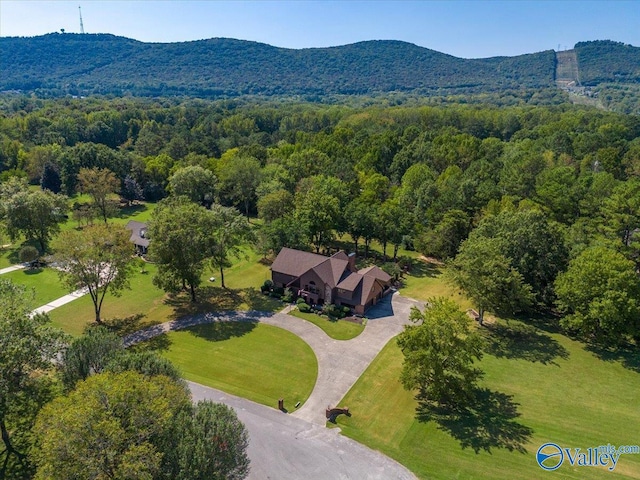 bird's eye view featuring a mountain view