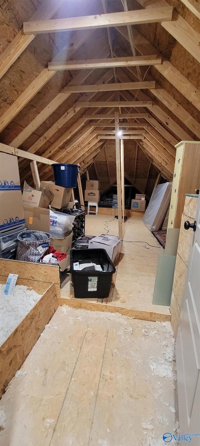 view of unfinished attic