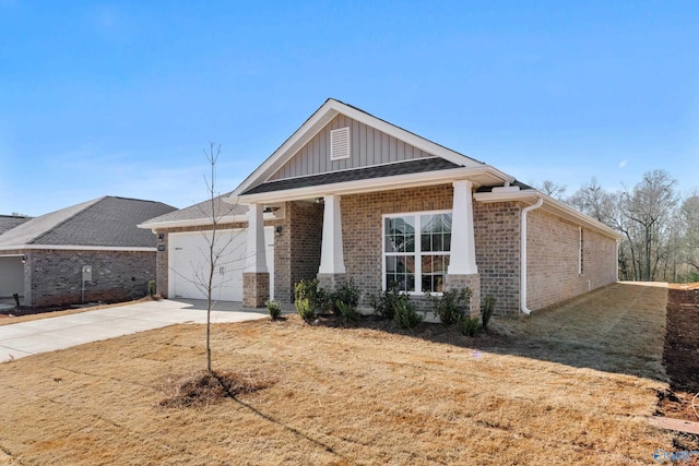 exterior space featuring a front yard and a garage