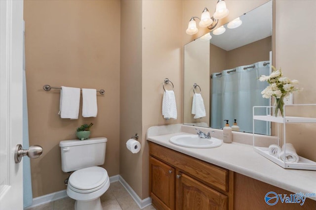 bathroom featuring tile patterned flooring, vanity, and toilet