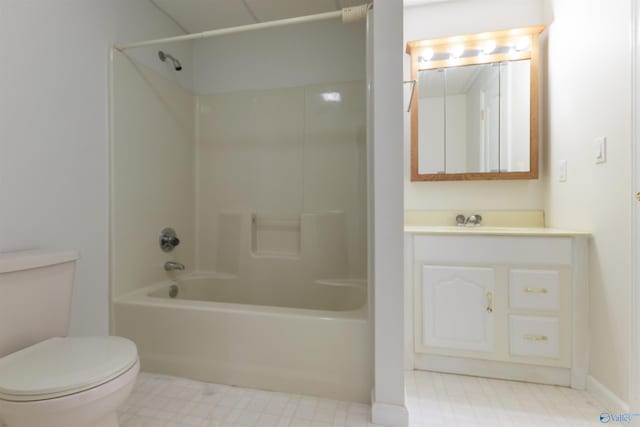 full bathroom with vanity, shower / washtub combination, and toilet