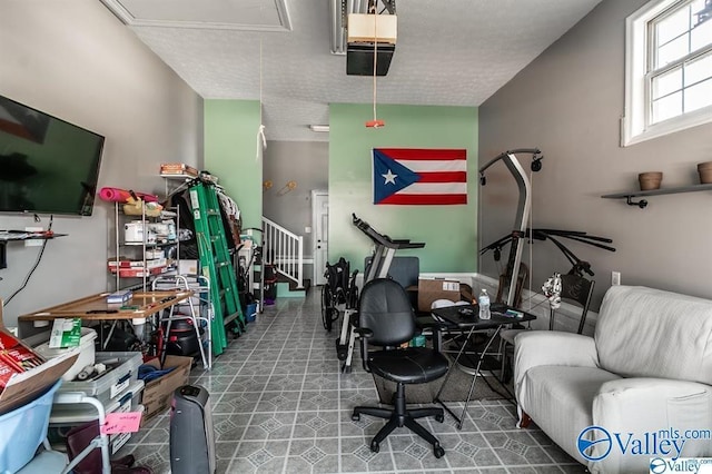 office area with attic access