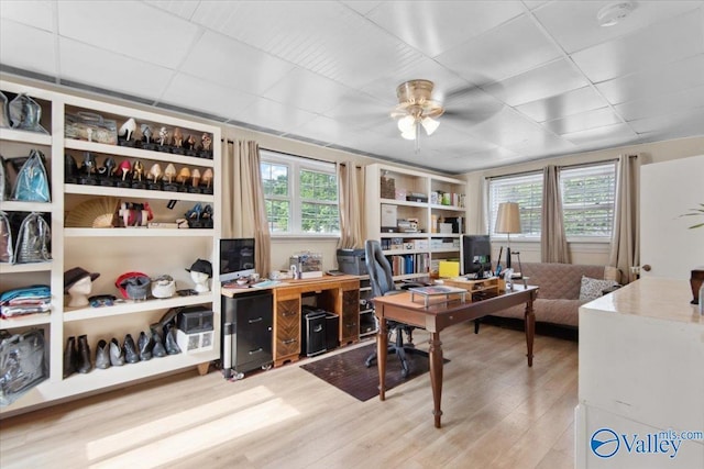 6304 Cedar Point Dr, Huntsville, AL 35810 - office area with wood finished floors and a ceiling fan