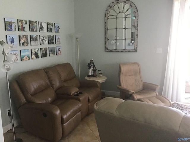 view of tiled living area