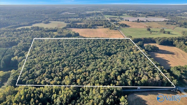 aerial view featuring a rural view