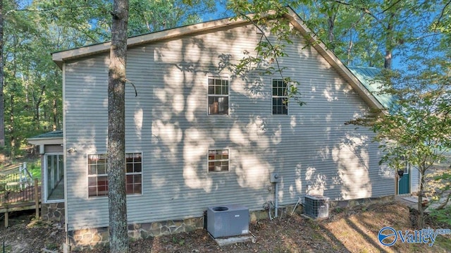 view of property exterior featuring central AC unit