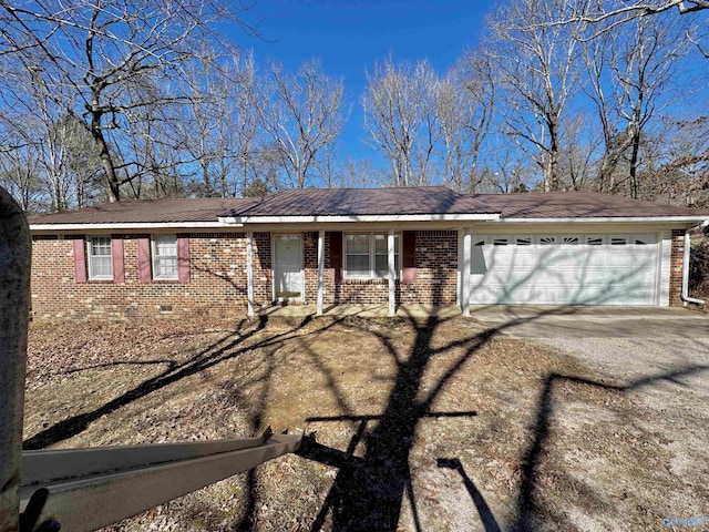 single story home with a garage