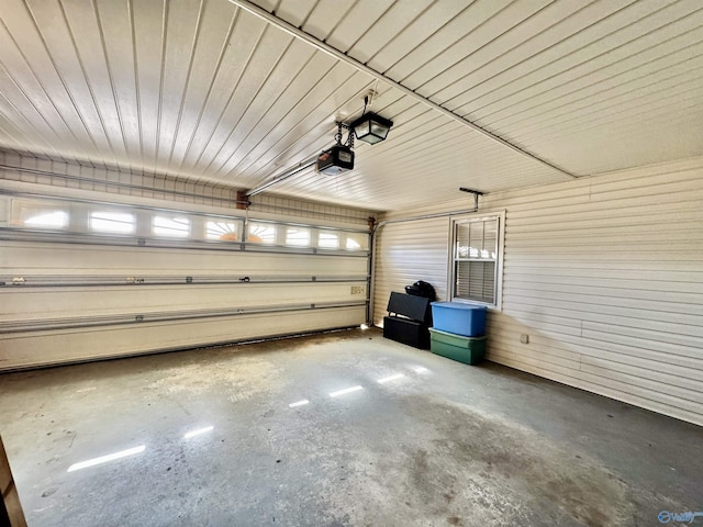 garage with a garage door opener