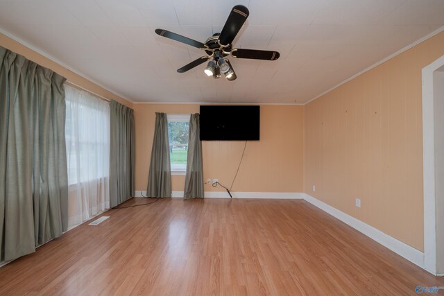 2116 Virginia Blvd NW, Huntsville, AL 35811 - empty room with ceiling fan, light wood-style flooring, and crown molding