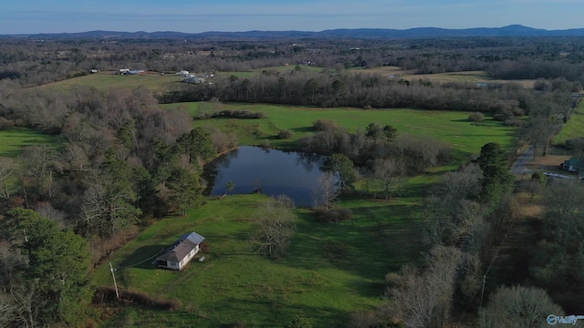 birds eye view of property featuring a water and mountain view