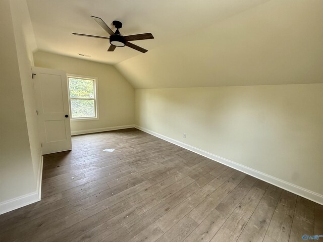 1112 Mountainview Rd NE, Hartselle, AL 35640 - bonus room with ceiling fan, vaulted ceiling, baseboards, and dark wood-type flooring