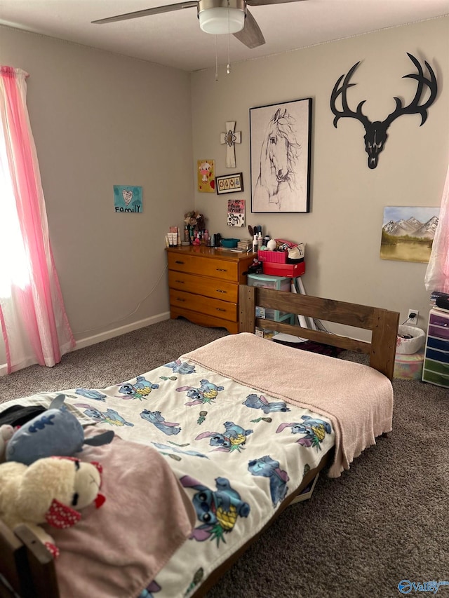 bedroom with carpet and ceiling fan