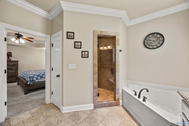 8 Cypress Point Dr, Huntsville, AL 35824 - full bathroom featuring ornamental molding, a tub with jets, a shower stall, ensuite bathroom, and baseboards