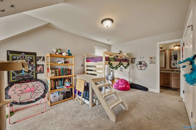 8 Cypress Point Dr, Huntsville, AL 35824 - playroom featuring carpet floors and vaulted ceiling