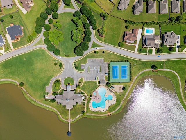 8 Cypress Point Dr, Huntsville, AL 35824 - aerial view of residential area with a pool and a nearby body of water