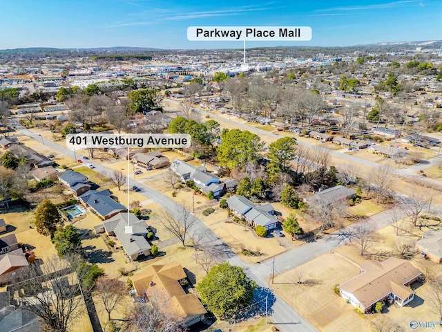 bird's eye view featuring a residential view