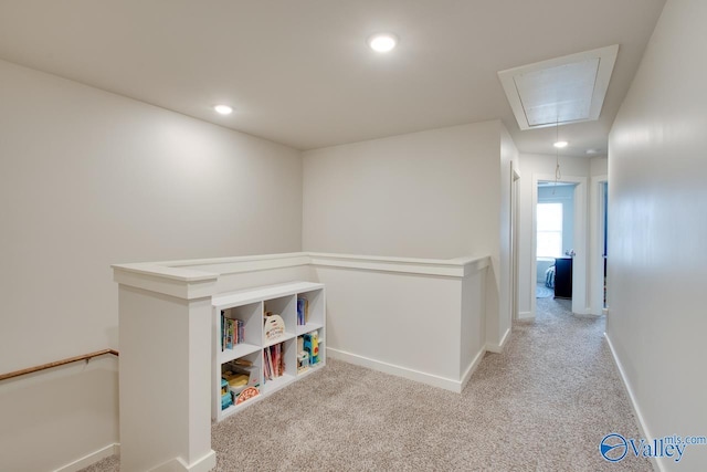 playroom featuring light colored carpet