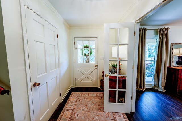 218 Beaver Run Dr, Madison, AL 35758 - foyer entrance with dark wood-type flooring, healthy amount of natural light, and crown molding