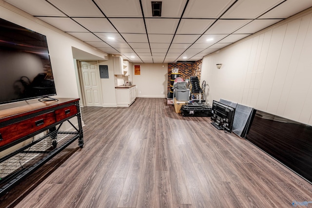 218 Beaver Run Dr, Madison, AL 35758 - workout room featuring wood finished floors, baseboards, recessed lighting, and a drop ceiling