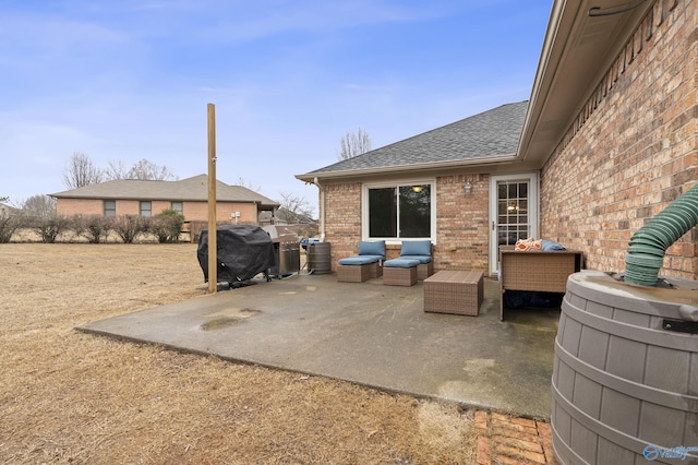 view of patio featuring area for grilling and outdoor lounge area