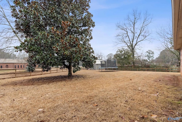 view of yard featuring a trampoline