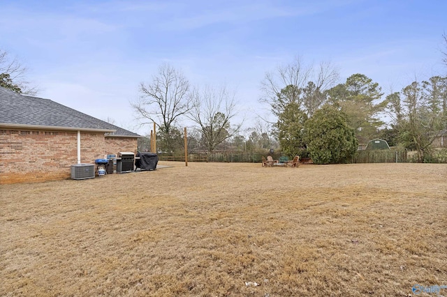 view of yard featuring central AC