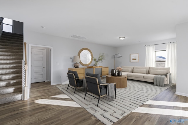 living room with wood-type flooring