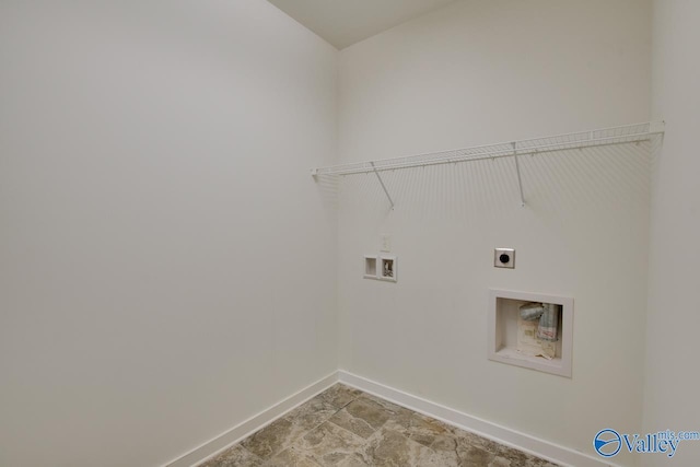 clothes washing area with electric dryer hookup, baseboards, laundry area, and hookup for a washing machine
