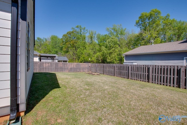 view of yard featuring a fenced backyard