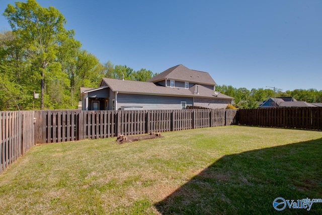 view of yard featuring a fenced backyard