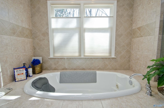 full bathroom featuring a jetted tub