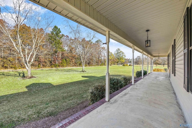 view of patio featuring a porch