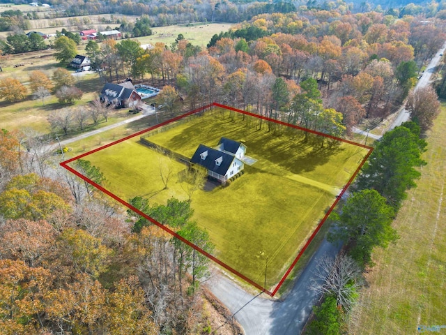 bird's eye view featuring a rural view